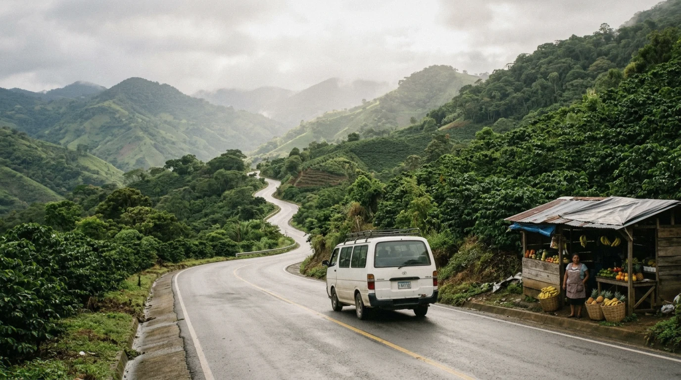 Highway through the western highlands on the way from San Pedro Sula to Copán