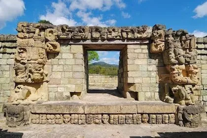 Carved temple doorway at the Copán ruins on San Pedro Sula Mayan ruins tours